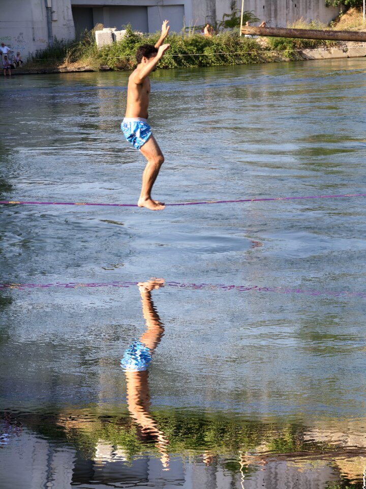 Guy jump walk line