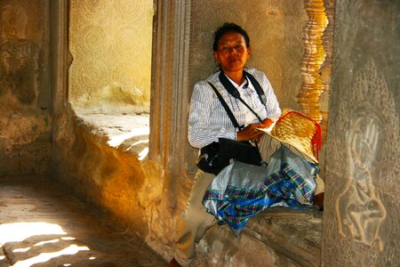 Ankor wat female thinking photo