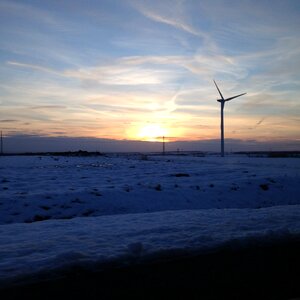 Evening sunset snow