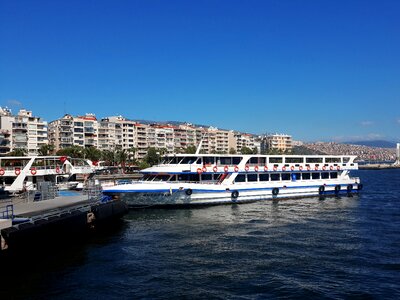 Blue yacht green photo