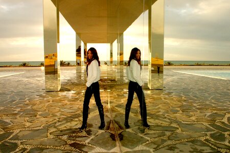 Girl reflection sky