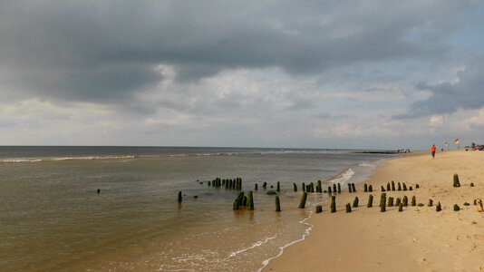 Groynes north sea clouds
