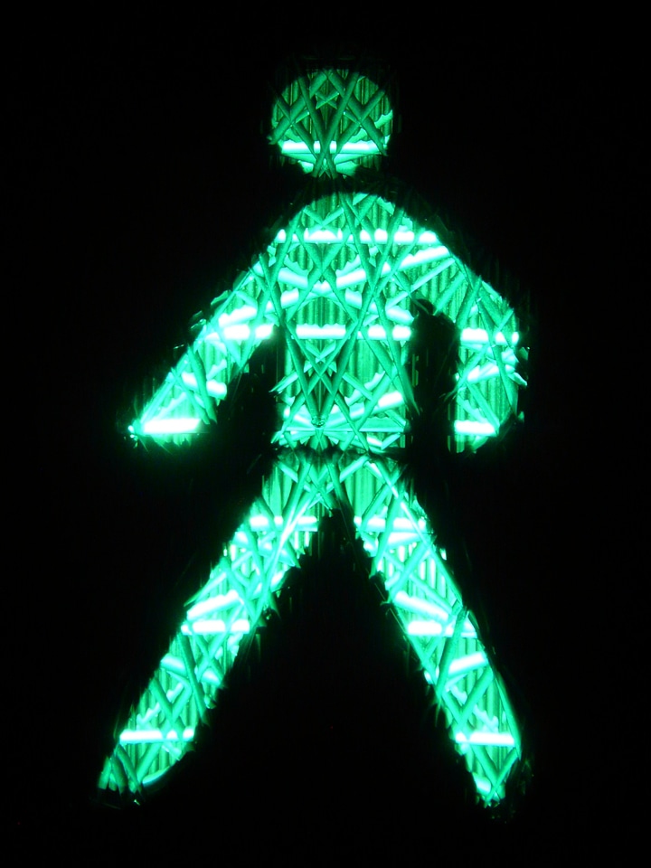 Green little green man traffic signal