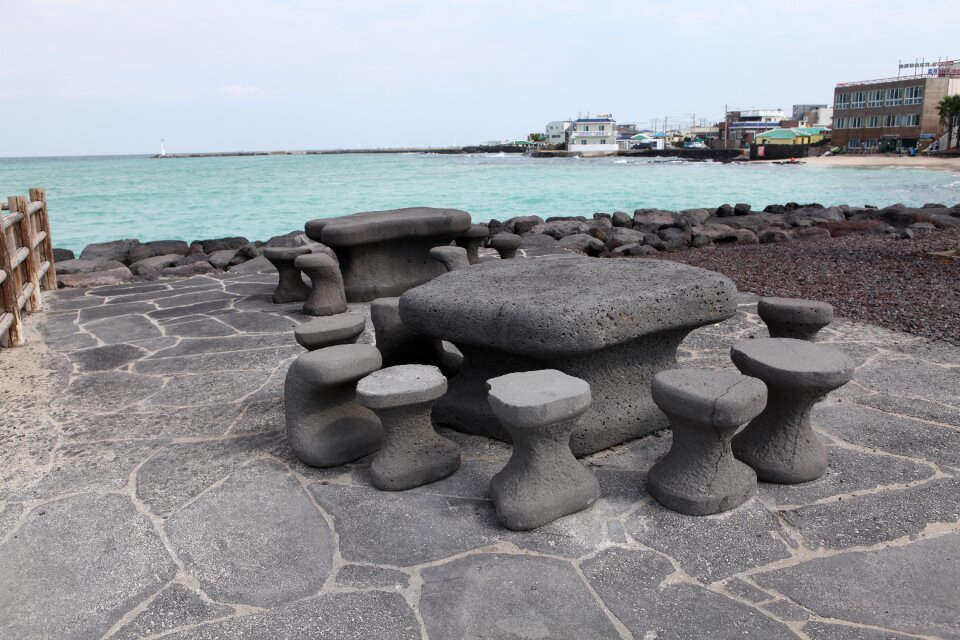 Intercalated beach blue sea jeju island sea