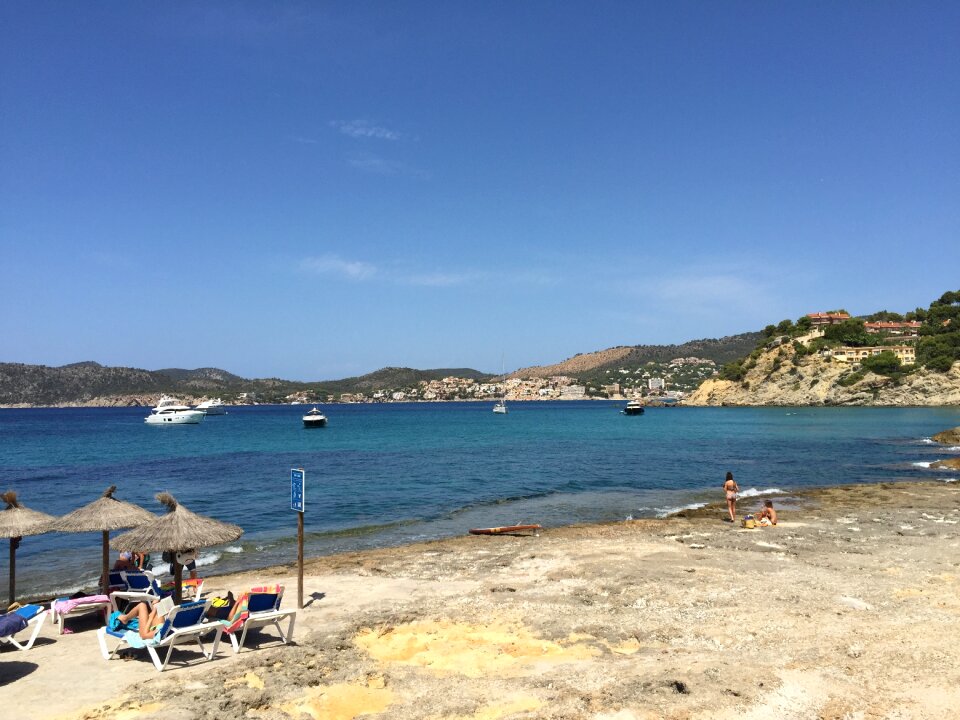 Beach sea mountains