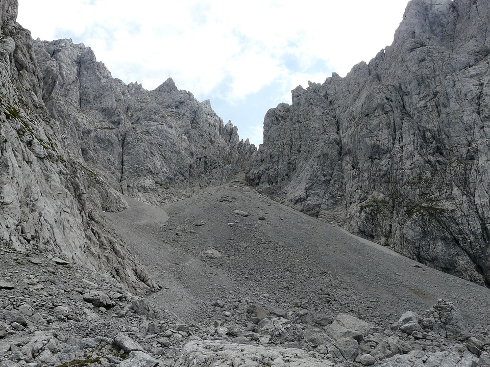 Rubble field gravel downhill alpine