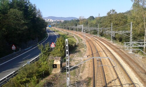 Train railway the road photo