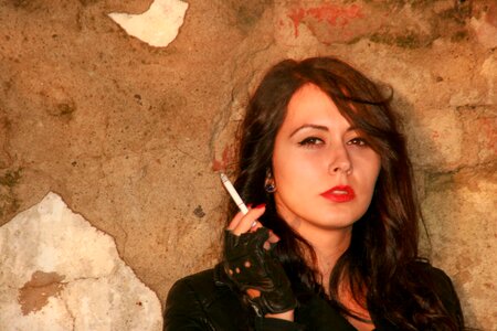 Cigarette black hair seduction