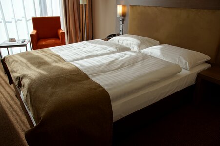 Double bed hotel room sleep photo