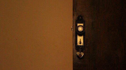 Door keychain in the door key in the door