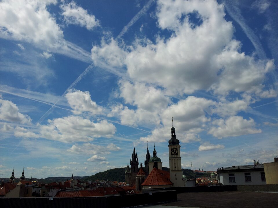 Prague summer noon clouds