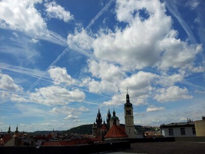 Prague summer noon clouds