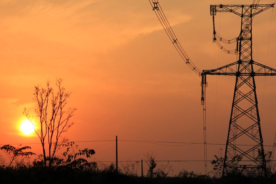 Sunset transmission tower the scenery
