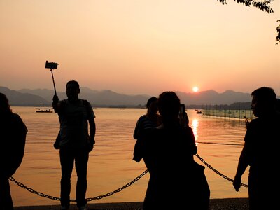 Landscape people silhouette