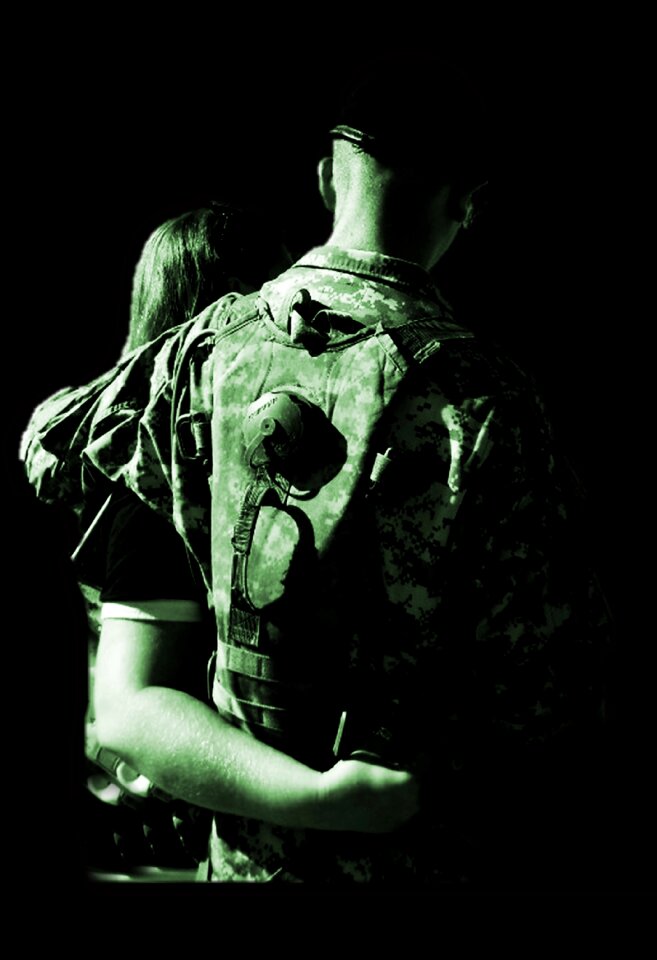 Camouflage hugging heroes