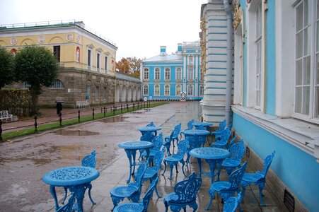 Blue chairs catherine palace russia photo