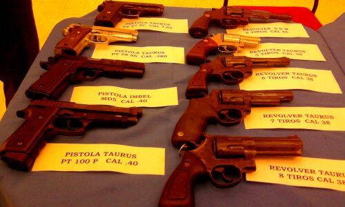 Weapons pistols police