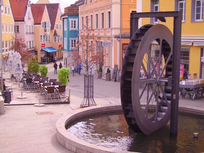 Fountain sculpture pedestrian zone photo