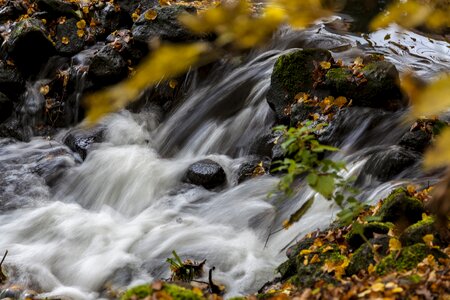 Autumn small waterfall water