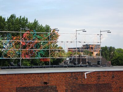 Neon color roof terrace