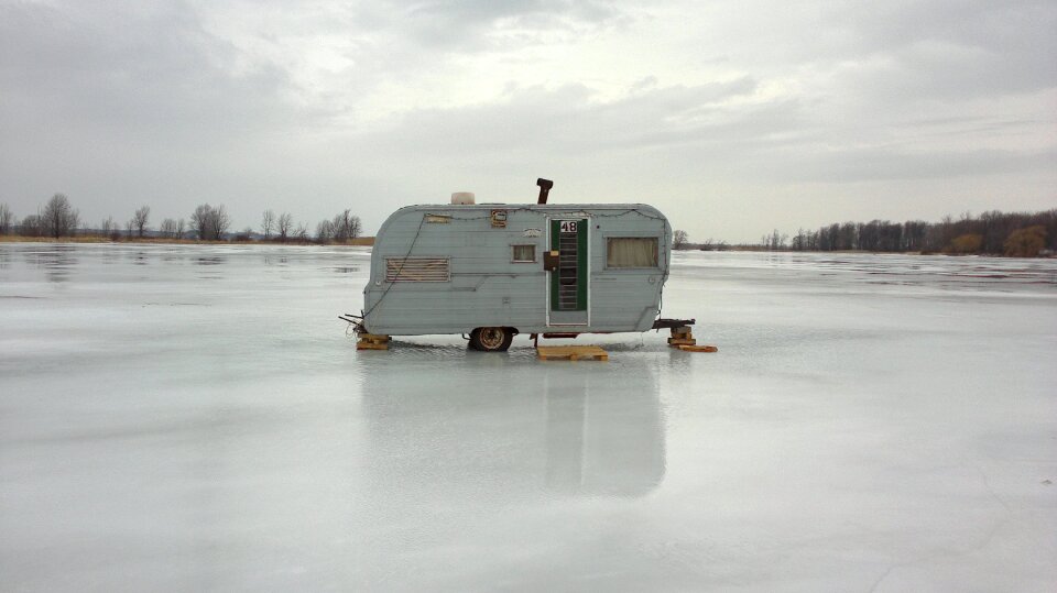 Fishing snow hut photo