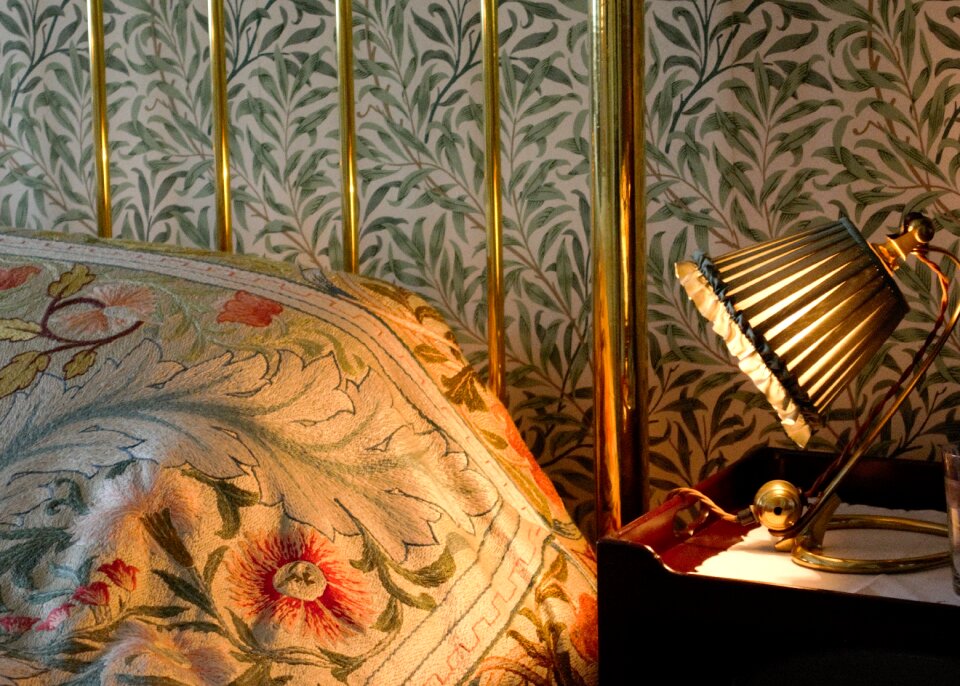 Morris wallpaper bedroom interior
