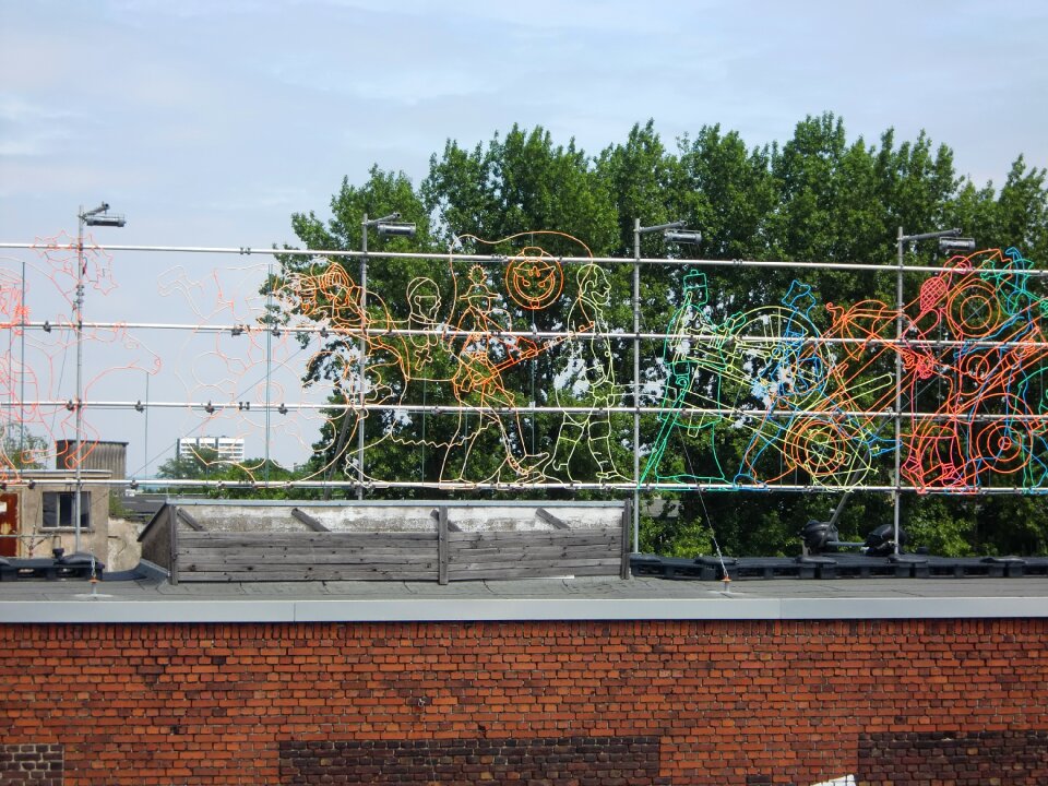 Neon color roof terrace