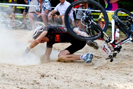 Collapse bike professional road racing cyclist photo