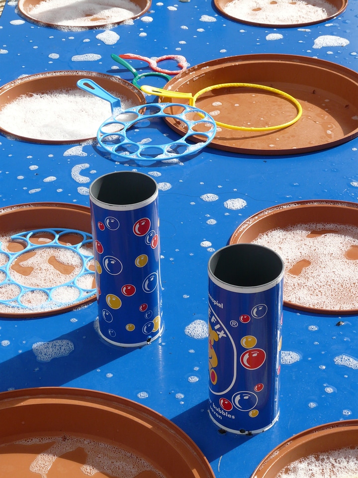 Toys bubble rings soapy water