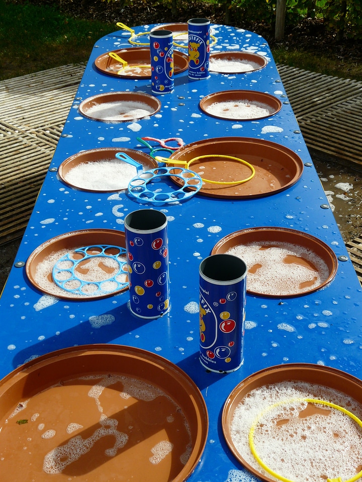 Toys bubble rings soapy water
