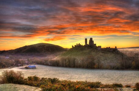 Sunset mist landscape