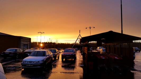 Cars shopping centre evening