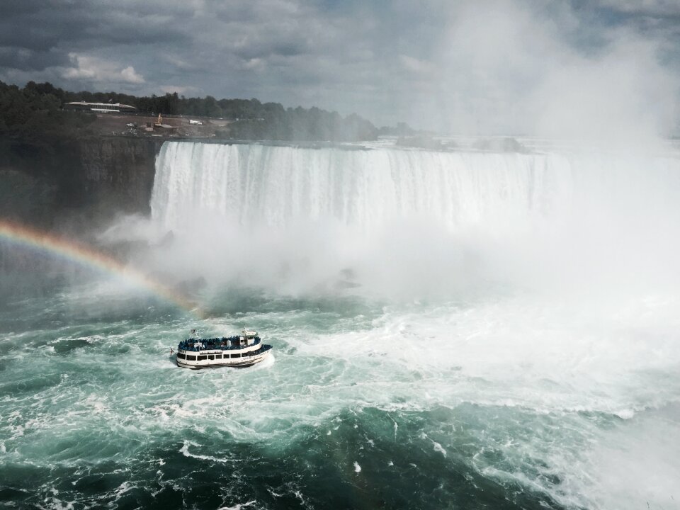 Boat cascade falls natural water