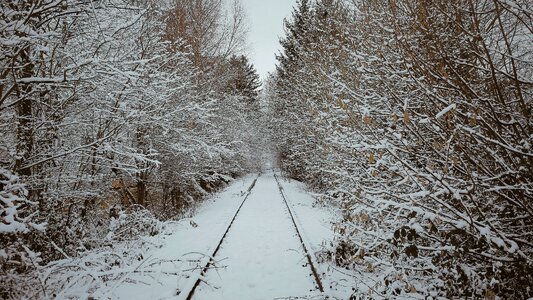 Snow train track photo
