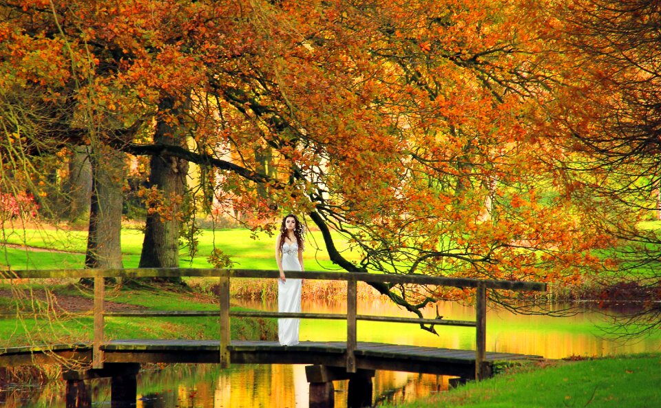 Autumn woman landscape