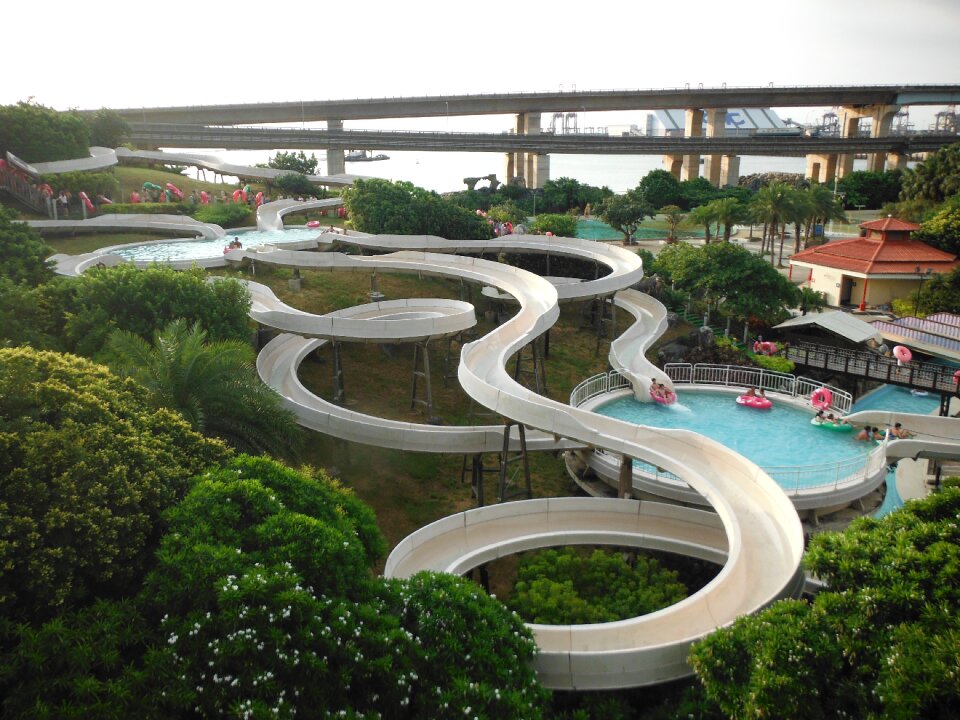 Water slide water park park playing with water