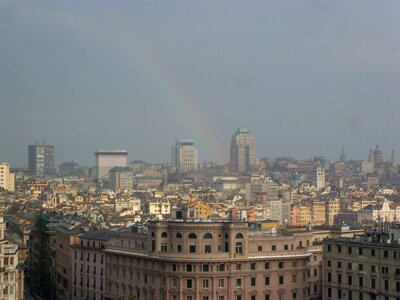 Rainbow landscape city view