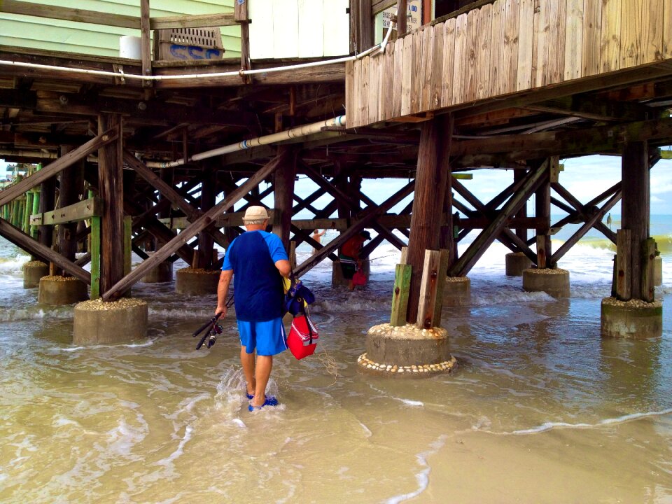 Ocean beach fishing rod photo