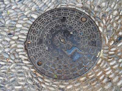Manhole cover sewer grates photo