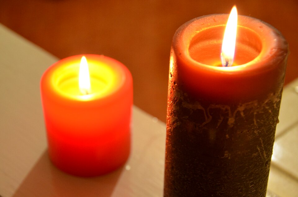 Light of a candle wax candle fire