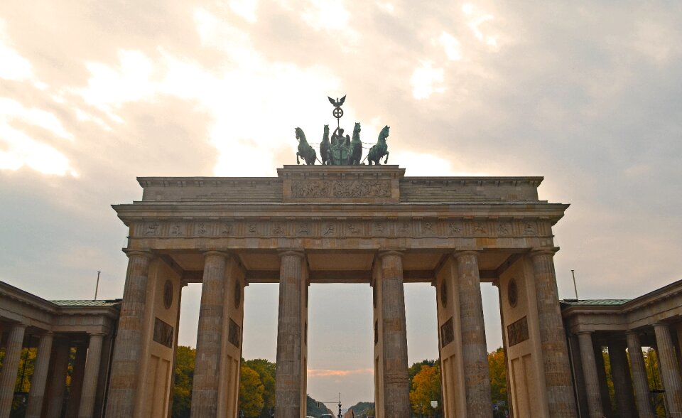 Brandenburg gate sunset clouds