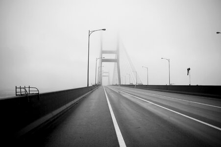 Yellow sea bridge bridge fog photo