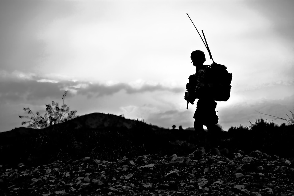 Armed combat-ready battle