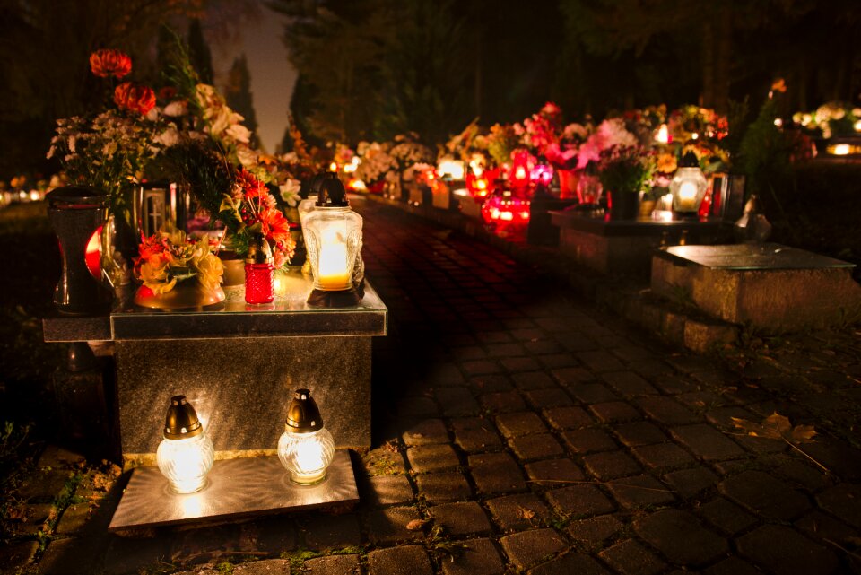 Candles monument of deceased the tomb of