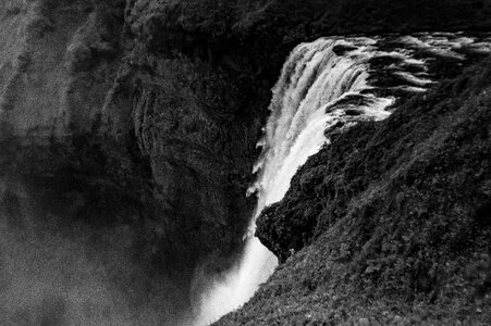 Black and white mountain cascade photo