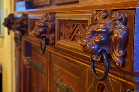 Lion head cabinet middle ages photo