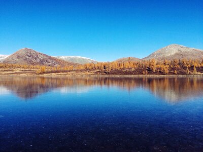 Landscape mountain lake reflection