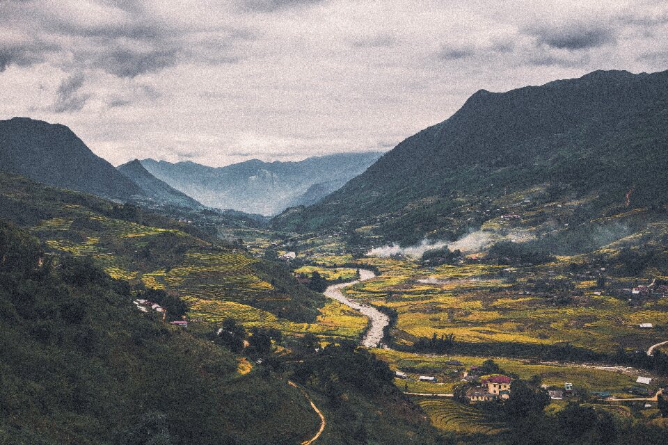 Clouds river village