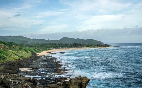 Hawaii beach waves rocks