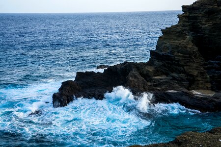 Hawaii beach waves rocks photo